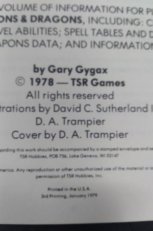 Advanced Dungeons & Dragons Players Handbook (3rd Printing) image number 2