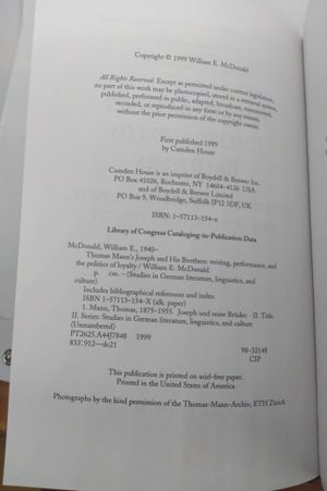 Thomas Mann's Joseph and His Brothers: Writing, Performance, and the Politics of Loyalty image number 2