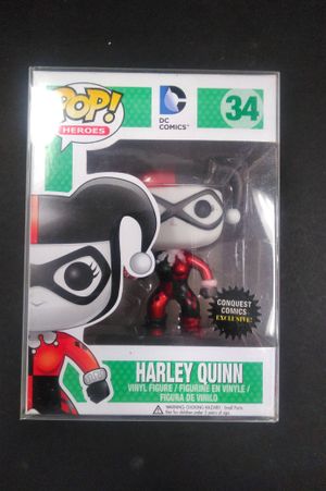 Funko Pop Heroes #34 - Harley Quinn (Conquest Comics Exclusive Metallic Finish) image number 0
