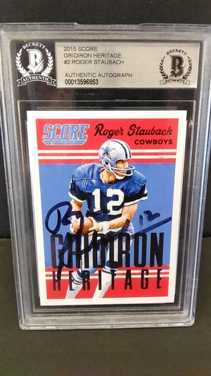 Roger Staubach On-Card Signed 2015 Score Card Authenticated image number 0