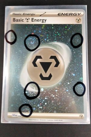Metal Basic Energy Pokemon Card SVE 008 Cosmos Holo with 6 Swirls image number 0
