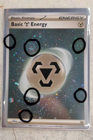 Metal Basic Energy Pokemon Card SVE 008 Cosmos Holo with 6 Swirls image number 2